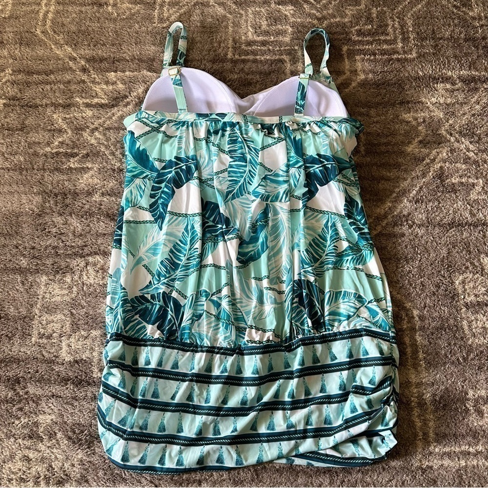 NWT Swimsuits For All Blouson Tankini Swim Top Palm Leaves - Picture 5 of 5